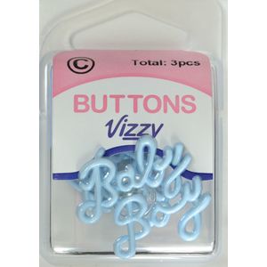 Vizzy Buttons Style 44, Baby Boy, Pack of 3 Buttons, 30x25mm, BABY BLUE