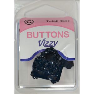 Vizzy Novelty Buttons, Handbag Style, Shanked, NAVY, Pack of 4 Buttons 20mm x 22mm