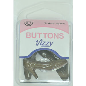 Vizzy Novelty Buttons, Stiletto Style, Shanked, KHAKI, Pack of 5 Buttons 35mm x 15mm