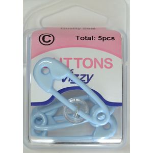 Vizzy Buttons Style 49, Nappy Pin, Pack of 5 Buttons, BABY BLUE, 38mm x 13mm