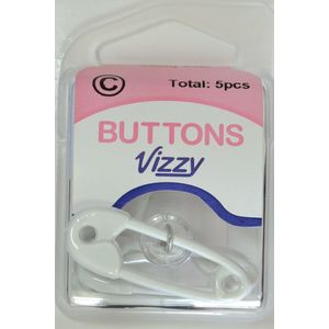 Vizzy Buttons Style 49, Nappy Pin, Pack of 5 Buttons, Please select Colour