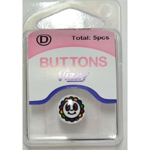 Vizzy Buttons Style 51, Smiley Face 11mm Round, Shanked, Packet Of 5 Buttons