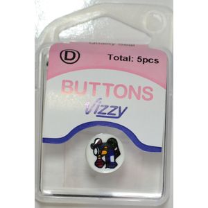 Vizzy Buttons Style 51, Train Picture 11mm Round, Shanked, Packet Of 5 Buttons