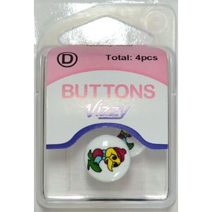 Vizzy Buttons Style 51, Duck Picture 15mm Round, Shanked, Packet Of 4 Buttons
