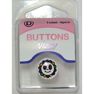 Vizzy Buttons Style 51, Smiley Face 15mm Round, Shanked, Packet Of 4 Buttons