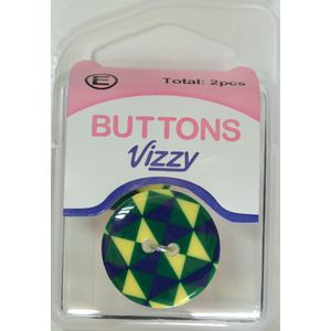 Vizzy Buttons, 2 Hole 23mm, Multicolour, Packet of 2 Buttons, HB5836.52