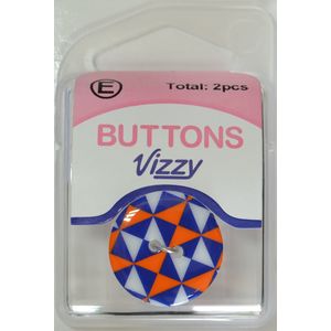 Vizzy Buttons, 2 Hole 23mm, Multicolour, Packet of 2 Buttons, HB5836.53