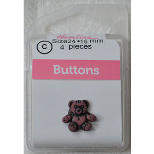 Hemline Novelty Buttons, 15mm Teddy Bear #110 Colour 19 Dark Brown, 4 Buttons Per Pack