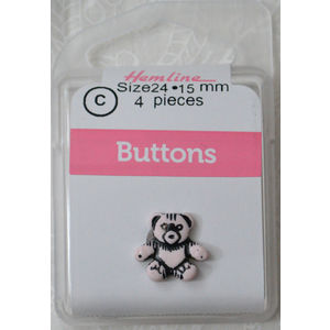 Hemline Novelty Buttons, 15mm Teddy Bear #110 Colour 46 Light Brown, 4 Buttons Per Pack