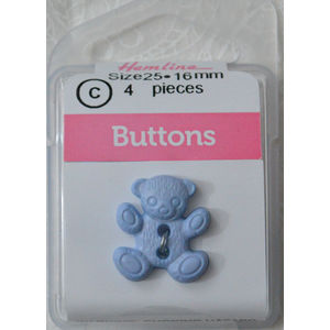 Hemline Novelty Buttons, 16mm Teddy Bear #117 Colour 43, 4 Buttons Per Pack