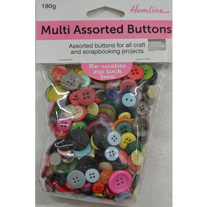 Hemline Buttons, MULTI-COLOURED Assorted Buttons, 180g Net