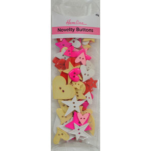 Hemline Buttons, Novelty Buttons, 45g Net, LOVE and STAR Buttons