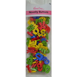 Hemline Buttons, Novelty Buttons, 45g Net, ALPHABET and NUMBER Buttons