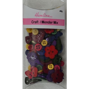 Hemline Buttons, Craft Mender Mix Buttons, 40g Net, COUNTRY Buttons