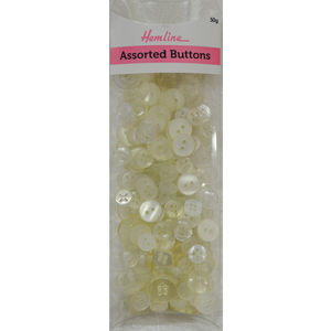 Hemline Buttons, Assorted Buttons, 50g Net, CLEAR Shirt Design