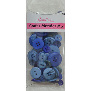 Hemline Buttons, Assorted Craft and Mender Buttons, 40g Net, NAVY, BLUE