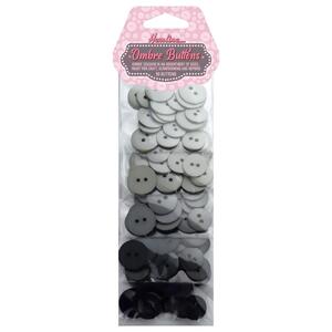 Ombre Buttons, Shades Of GREY, 90 buttons per pack