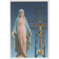 Madonna And Cross, Laminated Holy Picture Card, 110 x 72mm
