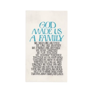 Laminated Holy Card, GOD Made Us A Family, 110 x 65mm