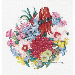 DMC Australian Bush Bouquet Cross Stitch Kit 24 x 25cm 16ct Aida, Helene Wild HW003