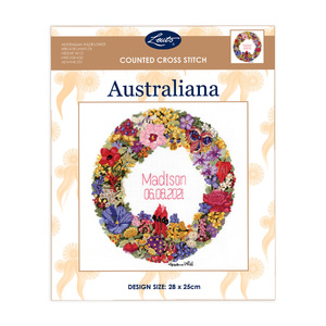 AUSTRALIAN WILDFLOWER WREATH SAMPLER Counted Cross Stitch Kit, Helene Wild HWCS00-003