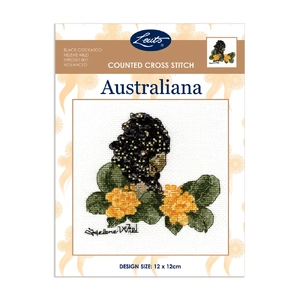 BLACK COCKATOO Counted Cross Stitch Kit, Helene Wild HWCS01-001 12cm x 12cm