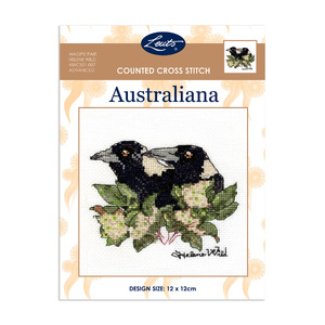 MAGPIE PAIR Counted Cross Stitch Kit, Helene Wild HWCS01-007 12cm x 12cm