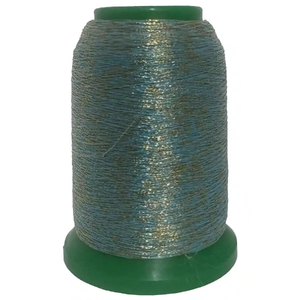 Amann Isamet 9963 GOLD LIGHT BLUE Metallic Embroidery Thread, 1000m Cone