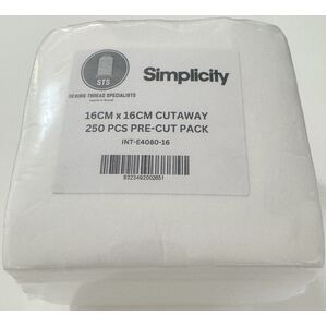 Medium Cut-Away WHITE Embroidery Stabiliser 250 sheets 16cm x 16cm Precuts