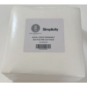 Tear-Away WHITE Embroidery Stabiliser 250 sheets x 19cm Square