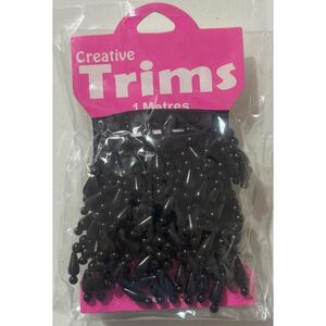 Creative Trims BLACK Pearl Drop Trim, 1 Metre Pack (Final Stock)