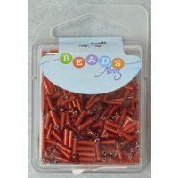 Beads Neez Bugle Beads, 6mm RED 15g, Re-Usable Storage Box.