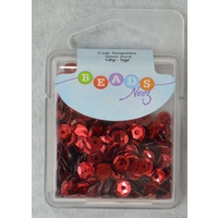 Beads Neez Cup Sequins, 5mm RED 5g, Re-Usable Storage Box.