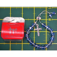 Bracelet, Ab Crystal Beads Blue, With Cross, Adjustable, Berkander