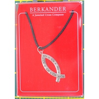Silver Plated Fish Pendant, Adjustable Cord, from BERKANDER
