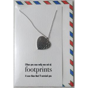 Heartfelt Jewellery, Footprints, Pewter Charm On Stainless Steel Chain JE16308