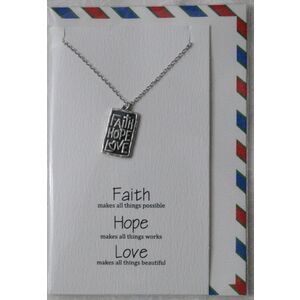 Heartfelt Jewellery, Faith Hope Love, Pewter Charm On Stainless Steel Chain