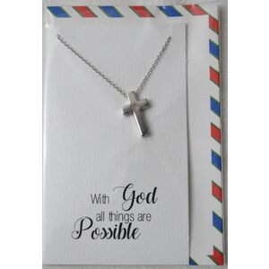 Heartfelt Jewellery, With God All Things, Pewter Charm On Stainless Steel Chain JE18027