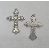 Zircon Cross With Jump Ring, 40 x 30mm, Quality Cross Made In Italy