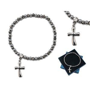 Bracelet Hematite Beads with Cross JE3678