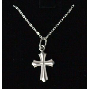 Sterling Silver Chain and Embossed Cross, In Box