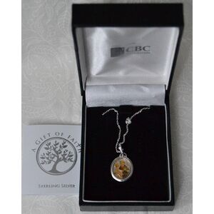 Sterling Silver ST ANTHONY Medal Pendant and Chain, In Box
