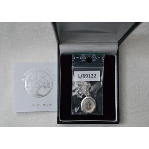 Sterling Silver ST BENEDICT Medal Pendant and Chain, In Box