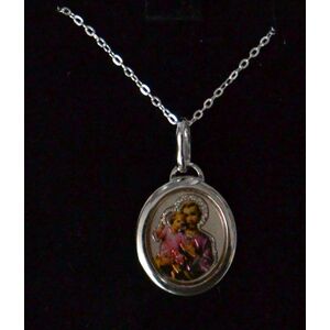 Sterling Silver ST JOSEPH Medal Pendant and Chain, In Box