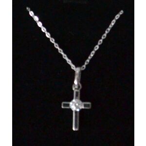 Sterling Silver Chain and Deep Cross with Crystal, Gift Boxed