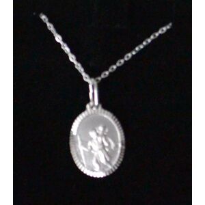 Sterling Silver ST CHRISTOPHER Coloured Medal Pendant and Chain In Box