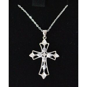 Sterling Silver Chain and Filgree Cross, Gift Boxed