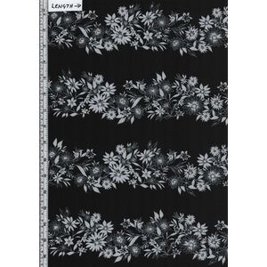 Shimmer &amp; Shine, Shimmery Flower Stripe Black Silver, 110cm Wide Cotton Fabric 0102-0711