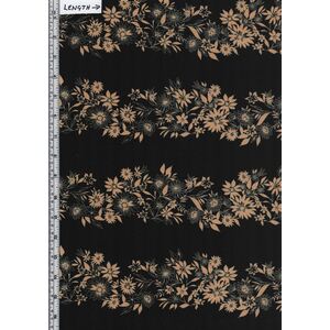 Shimmer &amp; Shine, Shimmery Flower Stripe Black Gold, 110cm Wide Cotton Fabric 0102-0712