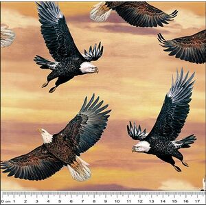 Soaring Heights 0110/8839 Eagles &amp; Sky Sunset, 110cm Wide Cotton Fabric 0110-8839